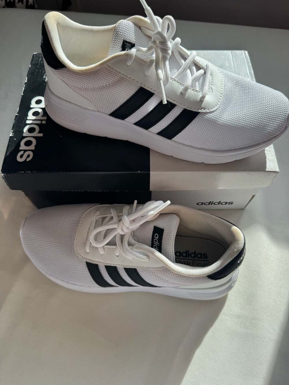 Adidas Lite Racer Running Shoes White Black Athletic Sneakers Women’s US 7